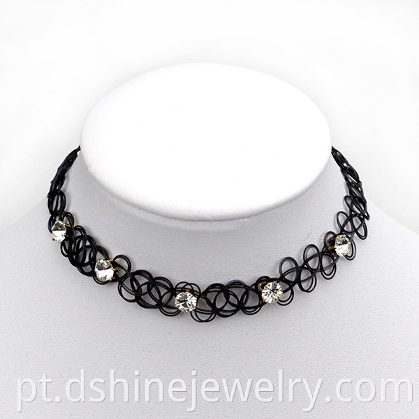 Handmade Vintage Stretch Crystal Black Tattoo Choker Necklace